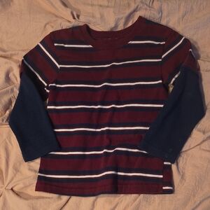 Garanimals Maroon and Navy Striped Long Sleeve Tee